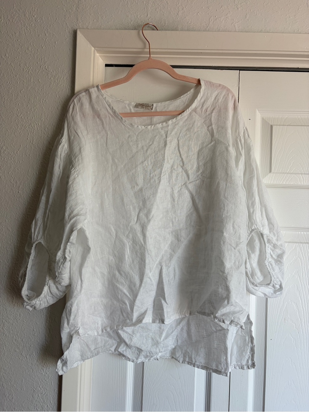 Bellambra White Linen Top Blouse Made in Italy Natural Fibers